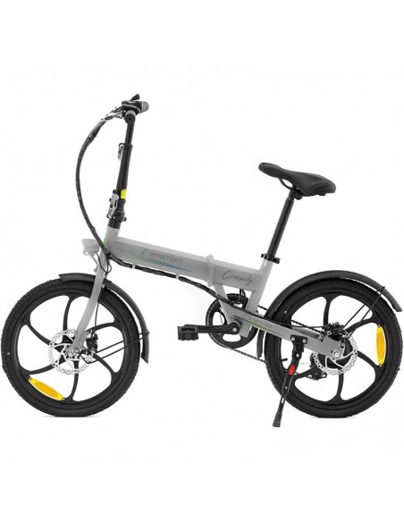 BICICLETA ELÉCTRICA SMARTGYRO EBIKE CROSSCITY SILVER - MOTOR BRUSHLESS 250W - RUEDAS 20"/50.8CM - 6 VELOCIDADES