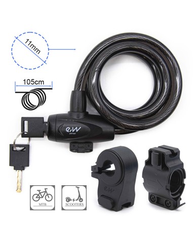 CANDADO DE CABLE CON LLAVE EWHEEL - 110CM