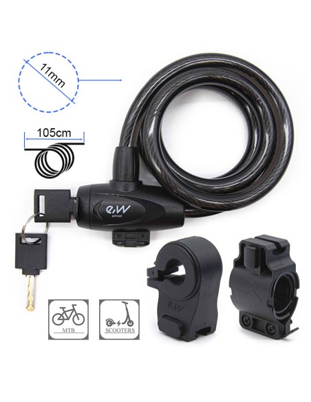 CANDADO DE CABLE CON LLAVE EWHEEL - 110CM