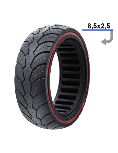 RUEDA MACIZA ULTRALIGERA 8.5X2.5 LINEA ROJA PARA DUALTRON MINI