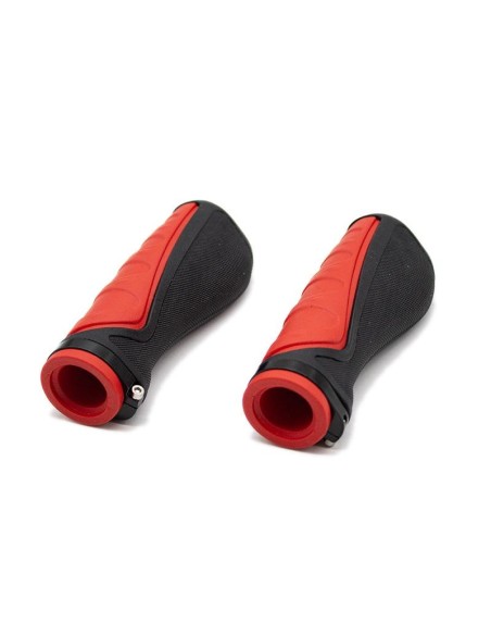 PUÑOS DE SILICONA ERGONOMICOS CON BLOQUEO ROJOS