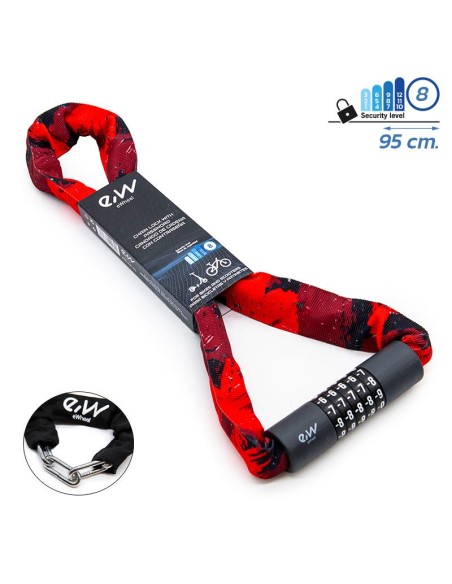 CANDADO DE CONTRASEÑA EWLK022 FUNDA TELA ROJA