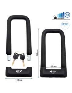 CANDADO EN U DE LLAVE EWLK023 NEGRO