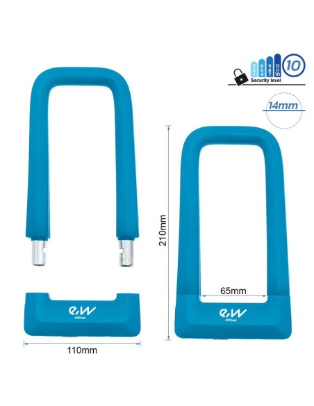 CANDADO EN U DE LLAVE EWLK023 AZUL