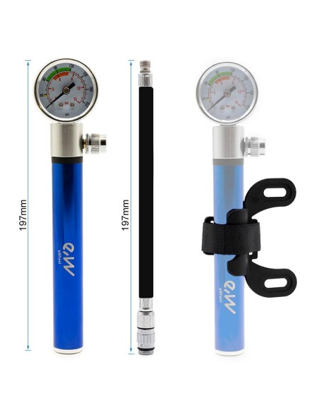 INFLADOR MANUAL CON MANÓMETRO EWAP-006 AZUL