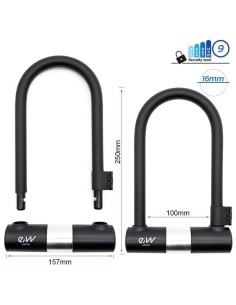 CANDADO EN U LLAVE EWLK021 NEGRO