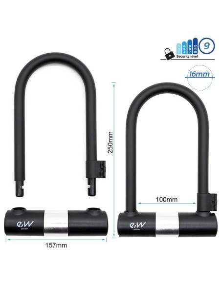 CANDADO EN U LLAVE EWLK021 NEGRO
