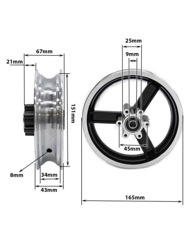 LLANTA DE 6" Y BISEL 34MM PARA KUGOO KIRIN M4