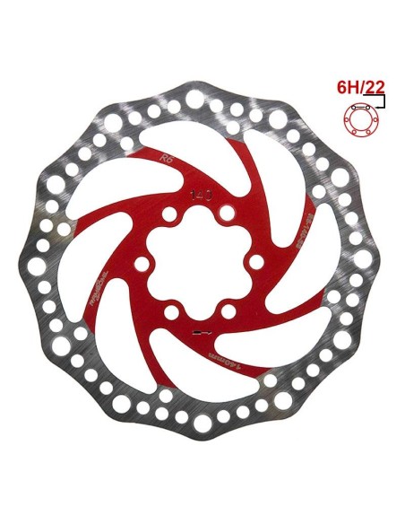 DISCO DE FRENO R6.1 140MM 6H ROJO
