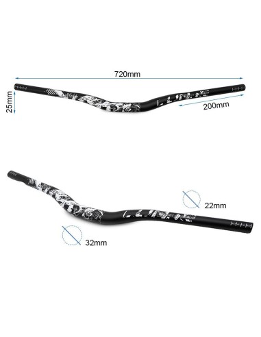 MANILLAR DE 720MM CON ELEVACION 25MM NEGRO-BLANCO
