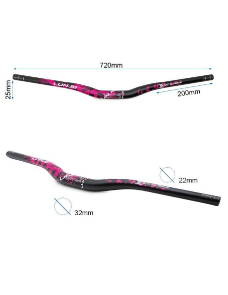 MANILLAR DE 720MM CON ELEVACION 25MM NEGRO-ROSA
