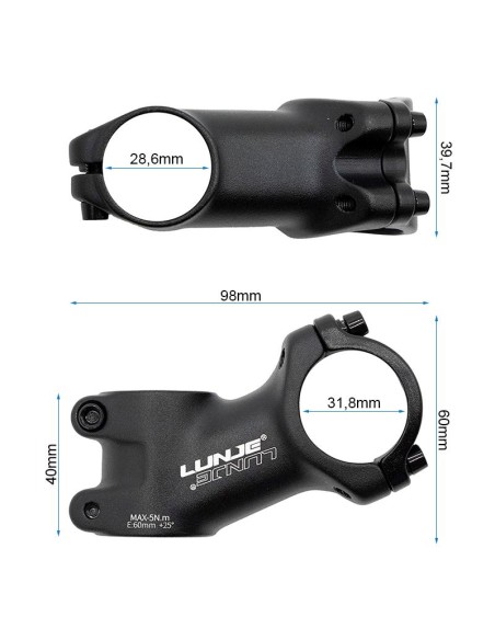 POTENCIA PARA MANILLARES DE 31.8 MM EWPM-004 CON ELEVACION 25º