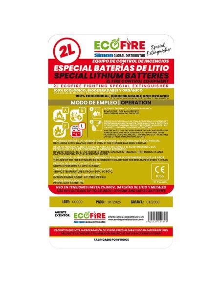 EXTINTOR DIELECTRICO PARA BATERIAS