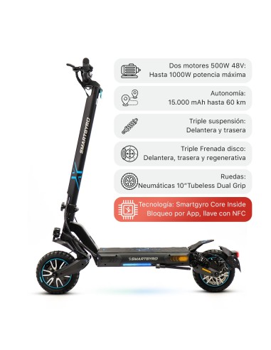 PATINETE ELECTRICO SMARGYRO CROSSOVER DUAL MAX...