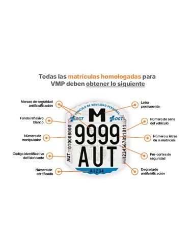 MATRÍCULA PARA PATINETE ELECTRICO DGT HOMOLOGADO
