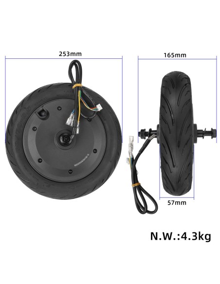 MOTOR DE RUEDA DE REPUESTO PARA PATINETE ELÉCTRICO XIAOMI ELITE CON NEUMÁTICO YUANXING 60/70-6.5 DE 10 PULGADAS