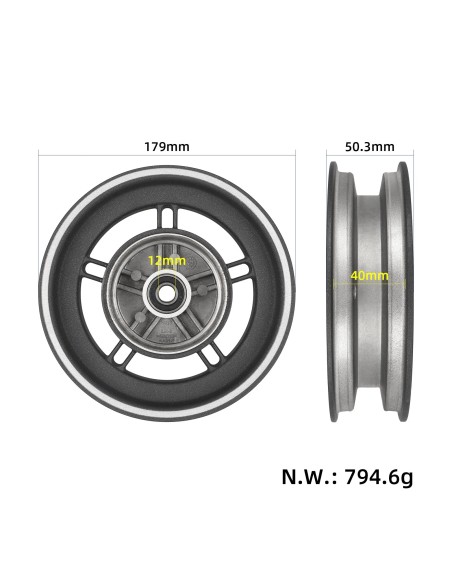 BUJE DE RUEDA DELANTERA ORIGINAL PARA PATINETE ELÉCTRICO XIAOMI 5 PRO / NAVEE GT3 / NAVEE GT3 MAX (PARA NEUMÁTICO 60/70-6.5)