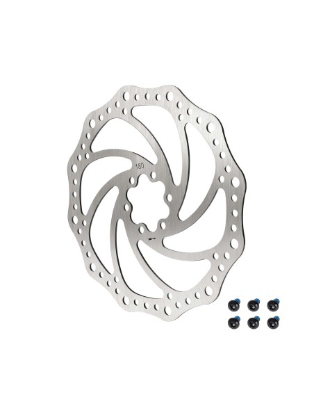 DISCO DE FRENO 180MM DE ACERO INOXIDABLE (6 AGUJEROS) PARA PATINETE ELÉCTRICO Y BICICLETA MTB / CARRETERA