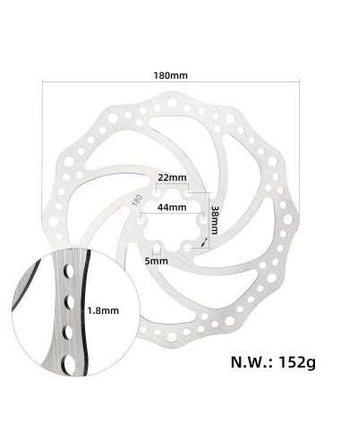 DISCO DE FRENO 180MM DE ACERO INOXIDABLE (6...