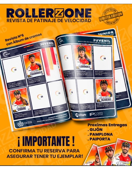 ÁLBUM OFICIAL SELECCIÓN ESPAÑOLA DE PATINAJE DE VELOCIDAD 2025 + SOBRE DE CROMOS DE REGALO